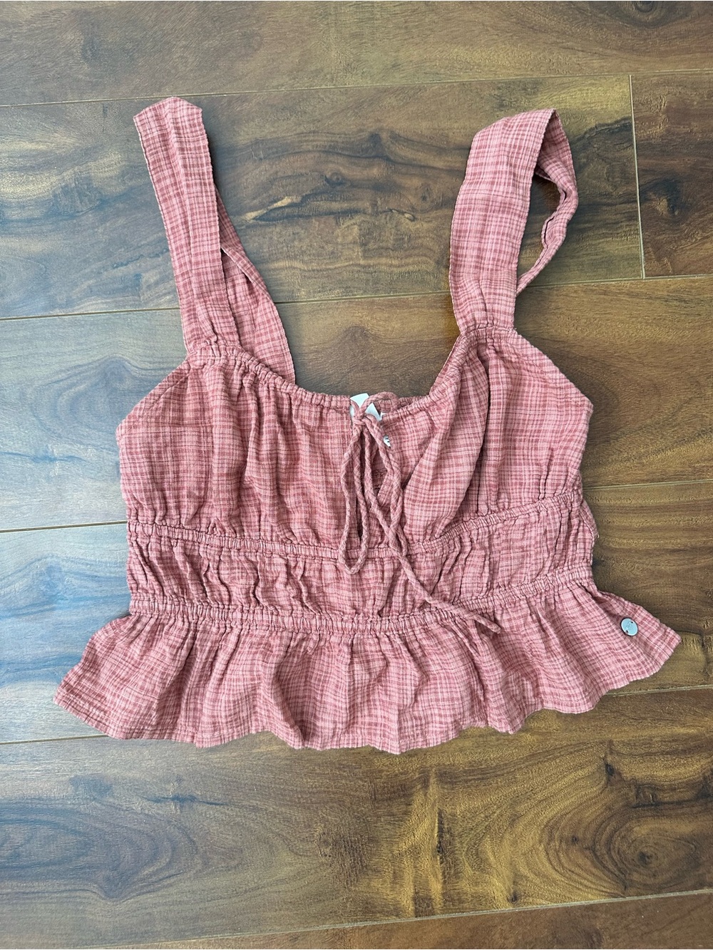 Women’s Rust Pink Smocked Peplum Tank Top